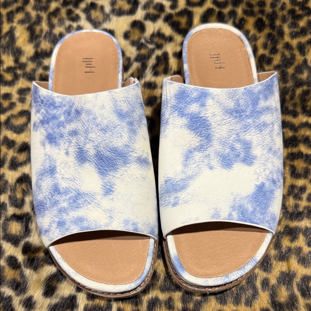 J. Jill Women's Blue and White Slide Sandals